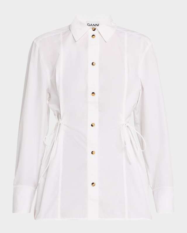 Poplin Oversized Tie String Shirt